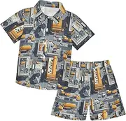 [Caihoyu] Toddler Baby Boy Short Sleeve Button Down Shirt Shorts Gentleman Outfits Toddler Baby Boy Outfit Summer Outfit