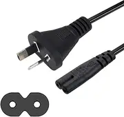 2 Pin Core Figure 8 IEC-C7 AC Power Cord Cable Lead AU Plug Notebook, Laptop, Monitor, Camera, Charger, Printer, PS5,PS4 etc Black Color 1.5M