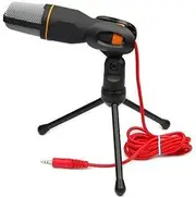 FUTUREORYY Mic Condenser Podcast Microphone with Holder Clip for Laptop Black Portable Plug and Play Design Vocal Performance for Karaoke