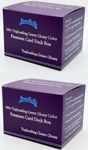 2pcs Premium Card Deck Box 100+ Toploading Green Magnetic Hard Case Protection