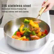 316 Stainless Steel Frying Pan Deepened Wok Non-Stick Skillets Steak Gas Stove