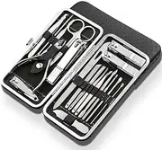 19 in 1 Stainless Steel Manicure set Professional Nail clipper Kit of Pedicure Tools Ingrown ToeNail Trimmer,Black