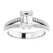 1 ct Emerald Cut D-VVS1 Moissanite Wedding Engagement Ring S925 Sterling Silver