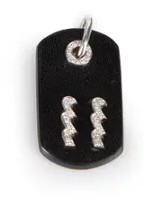 Black Leather & 18kt Diamond Aquarius Dog Tag Pendant