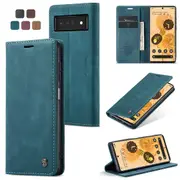 CaseMe Google Pixel 6a 5G Classic PU Leather Folio Case Cover [Teal Green]