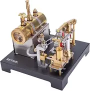 Goekhyrani Miniature Steam Engine, Full Metal Construction with Horizontal Boiler and Flywheel, Assemble-It-Yourself Model Kit for Hobbyists and Engineers-84PCS