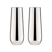 Tempa Aurora Set of 2 Stemless Champagne Glasses Silver