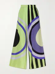 [LOUISA PARRIS] LOUISA PARRIS - Lisbon Printed Silk Pants - Leaf green - large large Green