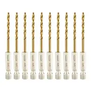 1/8" Hex Shank Drill Bits 10pcs Premium 4341 Hss Titanium Impact Hex Drill Bit