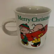 1976 PEANUTS GANG Merry Christmas COFFEE MUG Cup Snoopy Linus Patty Lucy Charlie