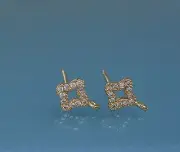 Cubic Zirconia Gold Plated Ear Stud Earrings Post Earstud Findings Wedding.