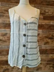 River Island Women's White & Black Stripe Button Up Cami Top UK 12
