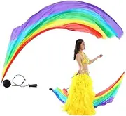 [fanelod] Belly Dance Silk Veil - Colorful Silk Dance Scarf | Elegant Silk Dance Veil with Poi Ball | Silk Veil for Belly Dance | Silk Scarf Veil for Arts, Worship and Dance Practice