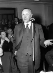 Konrad Adenauer gives a press conference Hamburg 21st April which - 1953 Photo