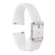 Silicone Watch Band 18mm Quick Release Watch Strap with Silver Clasp, White