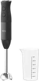 AEG HB4-1-4GG Hand Blender / 2 Stainless Steel Blades/Includes Smoothie Cup/BPA-Free / 2 Speed Settings/Turbo Function/Dishwasher Safe/Brushed Black