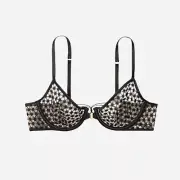 Victoria’s Secret Unlined Demi Bra Size 36DD Black Starburst Front Close