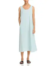 Eileen Fisher Silk Scoop Neck Midi Dress XS