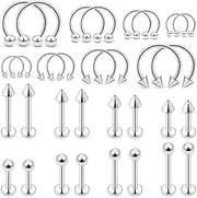 [Ftovosyo] Lip Rings 32PCS Labret Jewelry Monroe Lip Barbell Ring Snake Bite Piercing Jewelry 16G Helix Earring Daith Tragus Cartilage Studs Surgical Steel Piercing Jewelry for Women Men