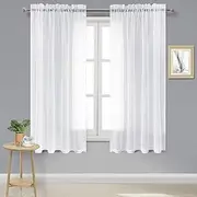 [DWCN] Short Sheer Curtains White Semi Transparent Voile Rod Pocket Curtains for Bedroom and Living Room,132 x 161 cm Long, Set of 2 Panels