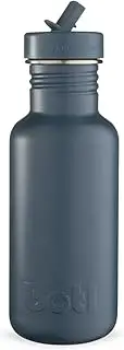 BOTL Tough Canteen Water Bottle with Matching Leakproof Straw Lid, Stainless Steel Water Bottle, Non-Insulated, Eco Bottle, 500ml (Slate Blue)