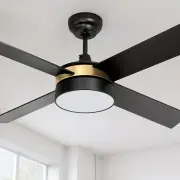 52'' Modern Black Ceiling Fans Light Dimmable Fanlight w/ Memory Function&Remote