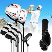 Golf Clubs Complete Set, 9 Piece Golf Mens Right Hand Club Set,Wooden Pole 1/3,Irons 5/6/7/8/9/P,and Putter, with Golf Bag,for Men Golfers Outdoor Sports Steel Pole