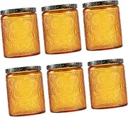 AKOOSY 6Pcs Embossed Glass Candle Jars Candle Storage Containers for DIY Aromatherapy for Home Decor and Giving