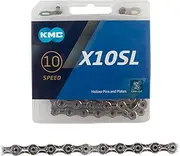 KMC X10SL 10-Speed 116 Links Bicycle Chain, Silver