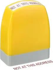 uxcell No At This Address Notice Stamp Self Inking, Red Ink Office Stamps Pre Inked Message Stamp Refillable Business Stamp, Yellow