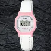 Casio LA-11WL-4A Ladies Digital Sport Alarm White Pink Casual Watch Leather New