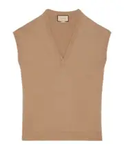 Gucci Open Back Fine Ribbed Top S,XS camel