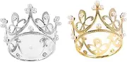 LIFKOME 2pcs Crown Gold Tiara Gold Decor Crown Cake Theme Cake Toppers Pearl Tiara Birthday Cake Decoration Tiara for Decor Headdress
