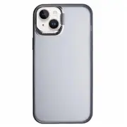 For iPhone 15 Plus Matte Non-Slip Phone Cover Lens Frame Kickstand PC+TPU Hybrid Case