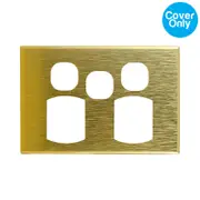 Connected Switchgear GEO Double Powerpoint + Extra Switch Brushed Brass Aluminium Cover