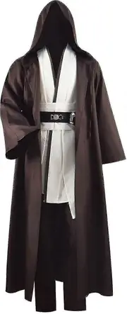 Adult Tunic Costume For Jedi Outfit Skywalker Halloween Cosplay Costume Hooded Robe Cloak Full Set Uniform Three Versions White S