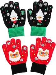 [Garneck] 2 Pairs Boys and Girls Knitted Gloves Touch Screen Winter Gloves for Cold Weather Warm Hand Mittens Material
