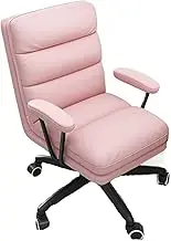 Ergonomic Office Chair Artificial Leather Swivel Chair for Home Use Comfortable Gaming Chair Lift Office Chair Bedroom Makeup Backrest Swivel Chair Desk Chair(Pink)