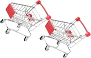 LRXIYODE 2Pcs Mini Shopping Cart Trolley Storage Baskets for Supermarket Simulation Play Home Decoration Compact Utility Cart
