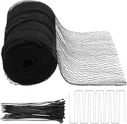 Pond Cover Netting Kit Reusable Garden Pool Protective Net Cuttable Bird Mesh Catch Leaves Debris for Vegetables Strawberry Decoration..(Black,1 Set)
