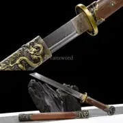12''Real Chinese Tang Dyansty Dao 环首唐刀 Sword Folded Steel With Rosewood Scabbard