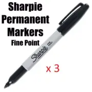 3x SHARPIE Black Permanent Marker Pen Bulk Loose Texta Fine Point