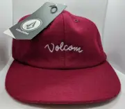 Volcom Wooly Hat Strapback Adjustable Cap Embroidered Logo Port Red - New Tags