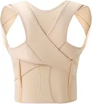 Breathable hunchback correction back support brace for men and women, anti-hunchback chest and shoulder correction device(Natural,X-Large)
