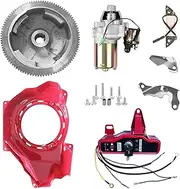 Carkio Electric Start Conversion Kit Compatible with Honda GX160 GX200 5.5HP 6.5HP Starter Motor Flywheel Key Switch Coil Ignition Fan Cover Fit
