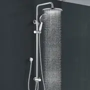 ACA 10" Round Shower Head Set 3-MODE Handheld Sliding Height Rail Diverter Chrome