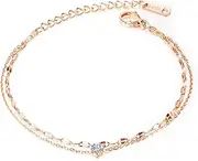 LLCHENGDE Double-Layered Titanium Steel Diamond-Encrusted anklets