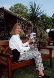 Steffi Graf of Germany photographed with her trophy after defeatin- Old Photo