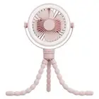 Portable Rechargeable Baby Stroller Fan Clip-on Octopus Night Light Mini5195
