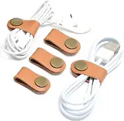 Cord Organizer,Cord Keeper,Cable Organizer USB Holder,Cable Management,Cable Straps,Earbud case,wrap Headphone,Headset Winder,Phone Earphone Clips Ties,Tiny Leather Gifts Gadget 5